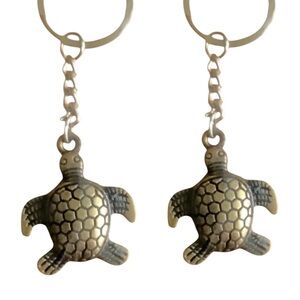 Set of 2 Turtle Keychains in brass color